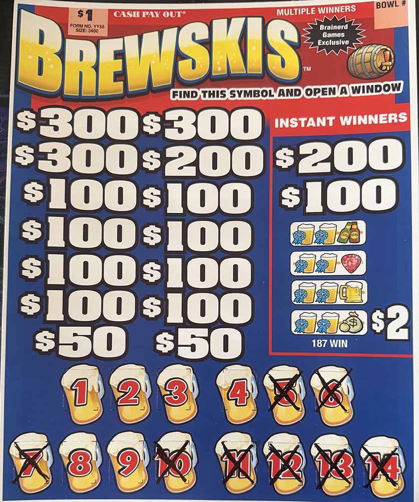 Brewskis Pull Tabs Game Board