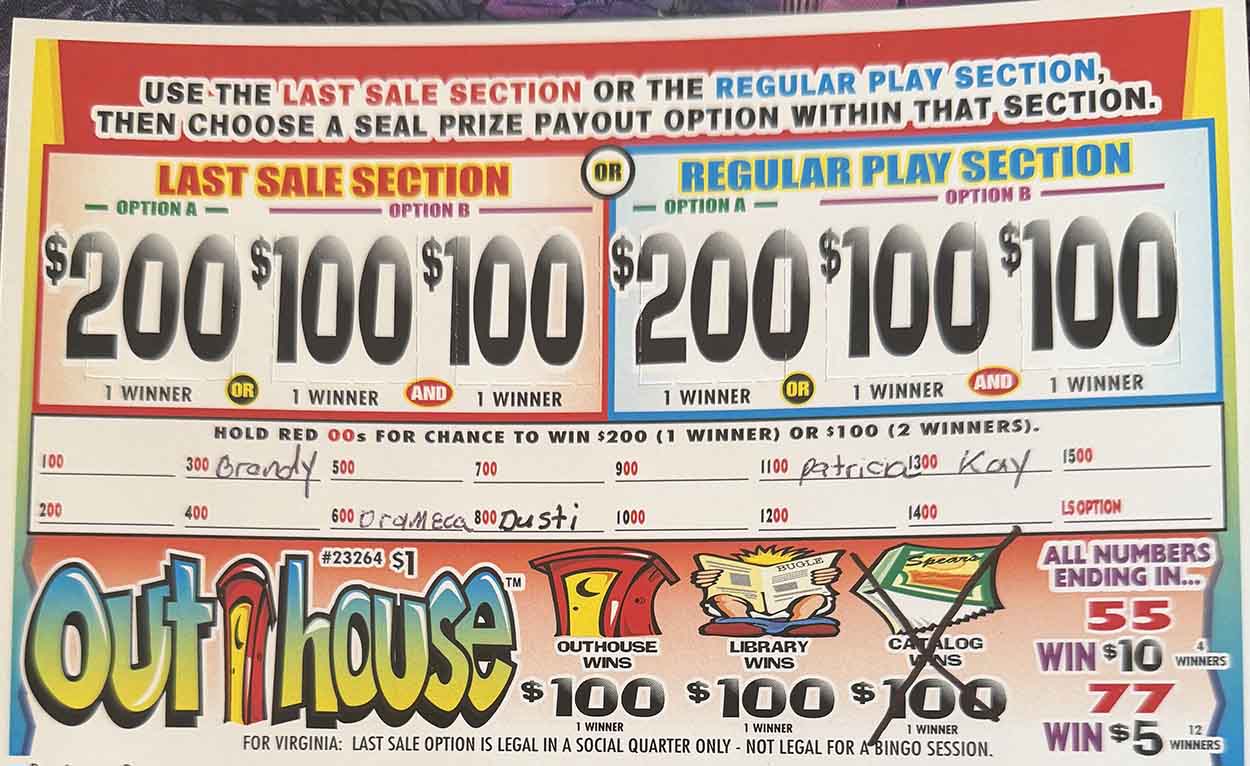 Outhouse Pull Tabs Game Board